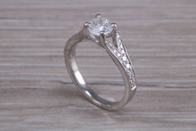 Load image into Gallery viewer, Split Shoulder Diamond set Platinum Engagement ring