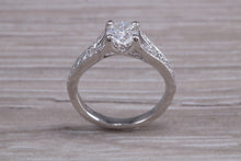 Load image into Gallery viewer, Split Shoulder Diamond set Platinum Engagement ring