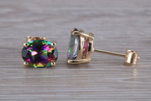 Load image into Gallery viewer, Oval cut Mystic Topaz set Yellow Gold Stud Earrings