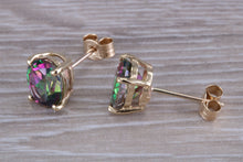 Load image into Gallery viewer, Oval cut Mystic Topaz set Yellow Gold Stud Earrings