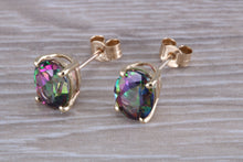 Load image into Gallery viewer, Oval cut Mystic Topaz set Yellow Gold Stud Earrings