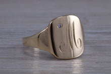 Load image into Gallery viewer, Diamond set and Personalised Yellow Gold Signet Ring