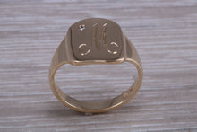 Load image into Gallery viewer, Diamond set and Personalised Yellow Gold Signet Ring