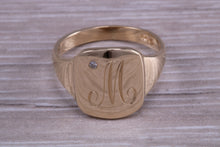 Load image into Gallery viewer, Diamond set and Personalised Yellow Gold Signet Ring