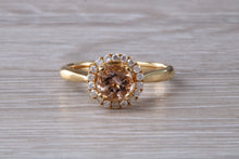 Load image into Gallery viewer, One carat Morganite and Diamond Halo set Ring