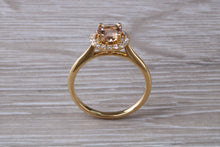 Load image into Gallery viewer, One carat Morganite and Diamond Halo set Ring