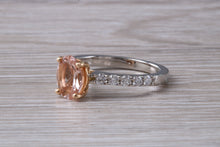 Load image into Gallery viewer, Morganite and Diamond set Rose Gold and Platinum Ring