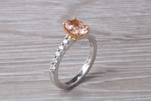 Load image into Gallery viewer, Morganite and Diamond set Rose Gold and Platinum Ring