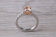 Load image into Gallery viewer, Morganite and Diamond set Rose Gold and Platinum Ring