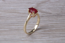 Load image into Gallery viewer, Two carat Oval cut Ruby set Yellow Gold Solitaire