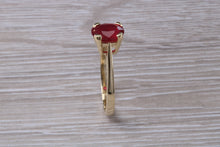 Load image into Gallery viewer, Two carat Oval cut Ruby set Yellow Gold Solitaire