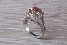 Load image into Gallery viewer, Stunning Morganite and Diamond set Platinum Statement Ring