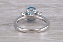 Load image into Gallery viewer, Blue Topaz and Diamond set Platinum Trilogy Ring