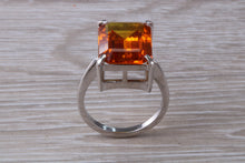 Load image into Gallery viewer, Large Rectangle cut Orange Citrine set White Gold Ring