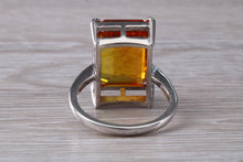 Load image into Gallery viewer, Large Rectangle cut Orange Citrine set White Gold Ring
