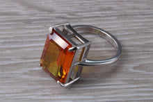 Load image into Gallery viewer, Large Rectangle cut Orange Citrine set White Gold Ring