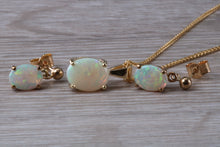 Load image into Gallery viewer, Sparkly Opal Dropper Earrings with Matching Necklace set in Yellow Gold