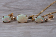 Load image into Gallery viewer, Sparkly Opal Dropper Earrings with Matching Necklace set in Yellow Gold