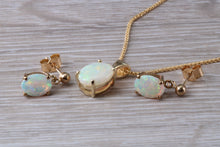 Load image into Gallery viewer, Sparkly Opal Dropper Earrings with Matching Necklace set in Yellow Gold