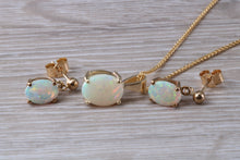 Load image into Gallery viewer, Sparkly Opal Dropper Earrings with Matching Necklace set in Yellow Gold