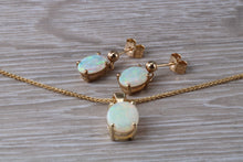Load image into Gallery viewer, Sparkly Opal Dropper Earrings with Matching Necklace set in Yellow Gold