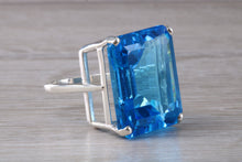 Load image into Gallery viewer, Very Large 51 carat Electric Blue Topaz Statement Ring