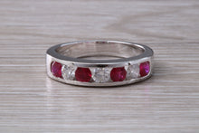 Load image into Gallery viewer, Stunning Ruby and Diamond set 18ct White Gold Band