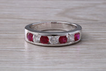 Load image into Gallery viewer, Stunning Ruby and Diamond set 18ct White Gold Band