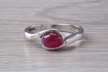 Load image into Gallery viewer, 1.25 carat Oval Cabochon cut Ruby set White Gold Ring