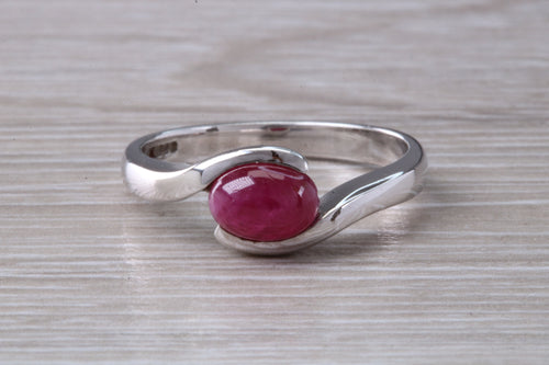 1.25 carat Oval Cabochon cut Ruby set White Gold Ring