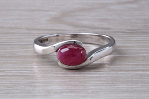 1.25 carat Oval Cabochon cut Ruby set White Gold Ring