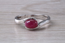 Load image into Gallery viewer, 1.25 carat Oval Cabochon cut Ruby set White Gold Ring