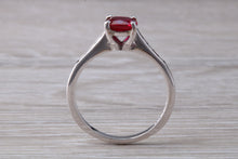 Load image into Gallery viewer, One carat Cushion cut Blood Red Ruby and Diamond set Ring