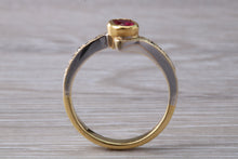 Load image into Gallery viewer, Ruby and Diamond Crossover Two Tone Gold Ring