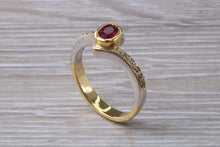Load image into Gallery viewer, Ruby and Diamond Crossover Two Tone Gold Ring