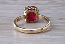 Load image into Gallery viewer, 3 carat Round cut Ruby set Yellow Gold Solitaire