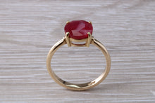 Load image into Gallery viewer, 3 carat Round cut Ruby set Yellow Gold Solitaire