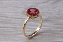 Load image into Gallery viewer, 3 carat Round cut Ruby set Yellow Gold Solitaire