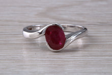 Load image into Gallery viewer, Oval cut Ruby set Crossover Ring