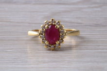 Load image into Gallery viewer, Traditional Ruby and Diamond Cluster Ring