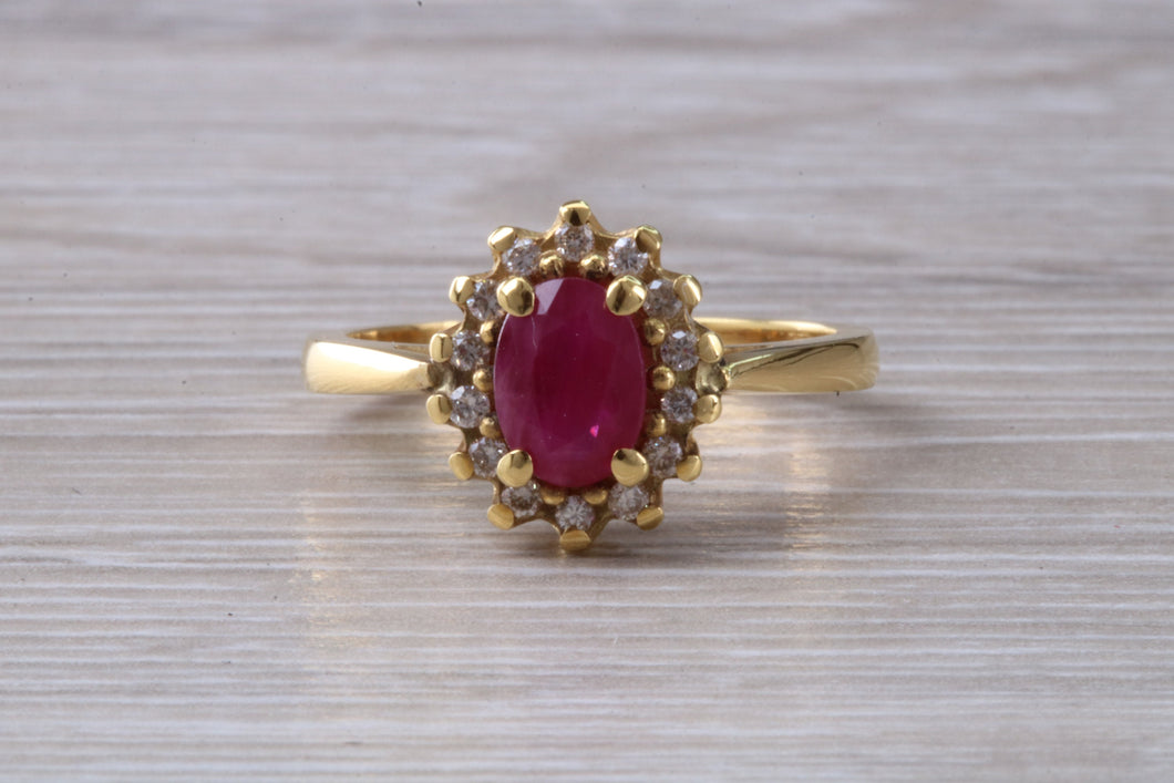Traditional Ruby and Diamond Cluster Ring