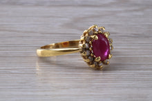 Load image into Gallery viewer, Traditional Ruby and Diamond Cluster Ring