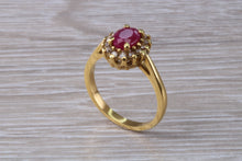 Load image into Gallery viewer, Traditional Ruby and Diamond Cluster Ring