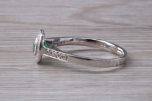 Load image into Gallery viewer, Emerald and Diamond Halo set White Gold Ring