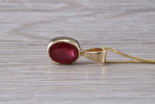 Load image into Gallery viewer, Oval cut Ruby set Yellow Gold Solitaire Necklace
