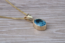 Load image into Gallery viewer, Swiss Blue Topaz set Yellow Gold Necklace