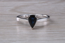Load image into Gallery viewer, Pear Drop cut Blue Sapphire Platinum Solitaire