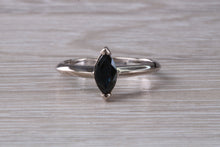 Load image into Gallery viewer, Marquise cut blue Sapphire set 18ct White Gold Ring