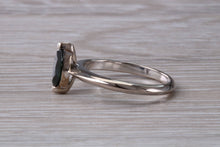 Load image into Gallery viewer, Marquise cut blue Sapphire set 18ct White Gold Ring