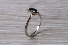 Load image into Gallery viewer, Marquise cut blue Sapphire set 18ct White Gold Ring